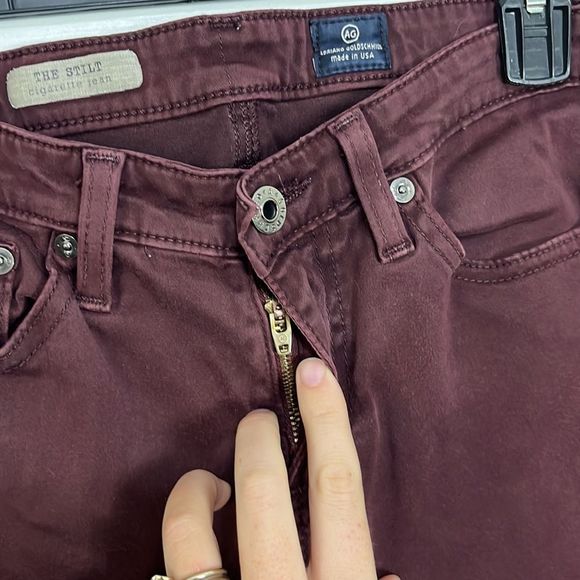 AG Adriano Goldschmied Wine Color The Stilt Cigarette Jeans Size 26R - Picture 10 of 12